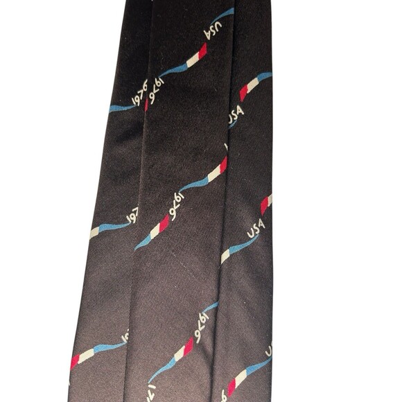 VINTAGE Bicentennial Necktie Dark Grey 1776 1976 Gino Pompeii Silk Made In Italy - Picture 10 of 16